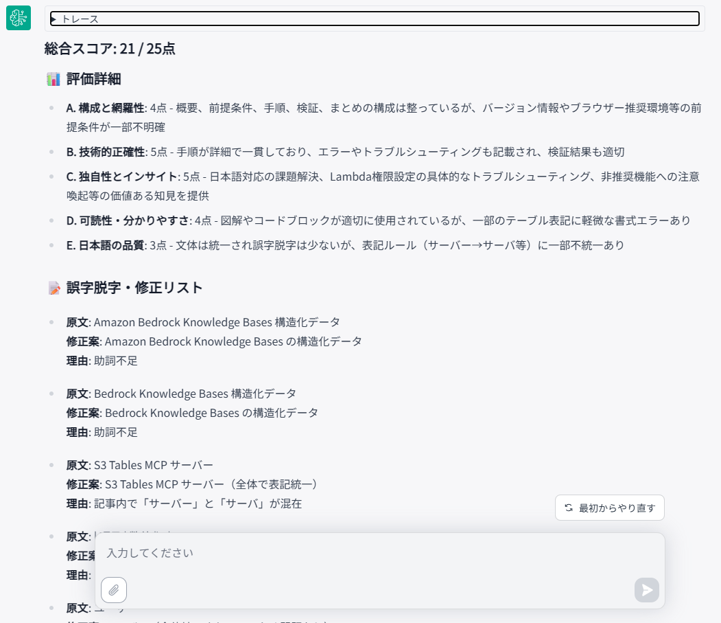 技術記事の評価フィードバック