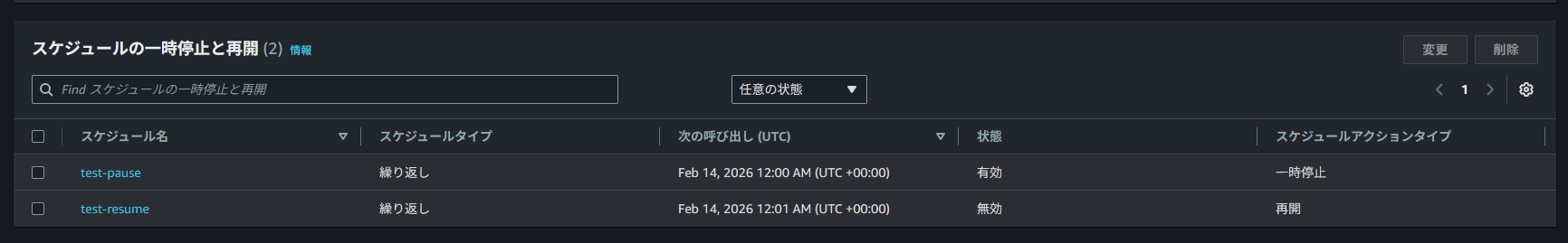 スケジュールの一覧