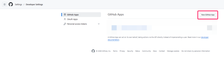 新しいGitHub Appの作成